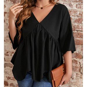 V Neck Ruffle Hem Blouse (NWOT)